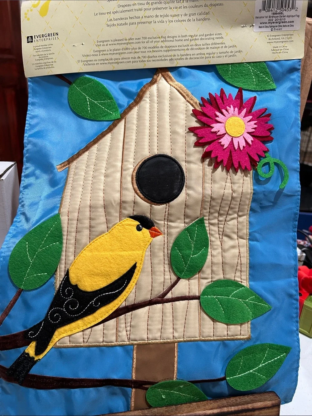 Evergreen Yellow Songbird Decorative Garden Flag